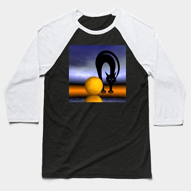 mooncat's play with the moon Baseball T-Shirt by issabild